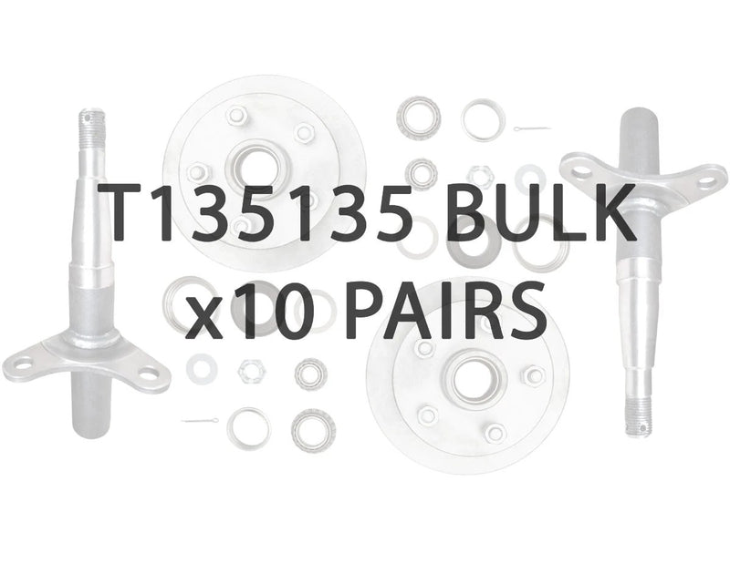 1500kg Disc Braked H&S Set - CI Disc - 5x4-1/2"x1/2" - Bulk by Trojan