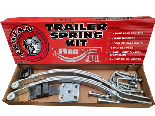 Multi Leaf Spring Kits - Short Series - 1250kg with springs, hangers, bolts, slippers, and U-bolts included.