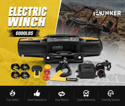 Bunker Indust 6000LBS/2722KGS Electric Winch 12V Synthetic Rope Wireless UTV ATV by Kiwi Offroad