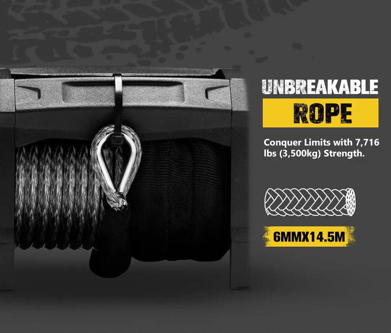Bunker Indust 6000LBS/2722KGS Electric Winch 12V Synthetic Rope Wireless UTV ATV by Kiwi Offroad