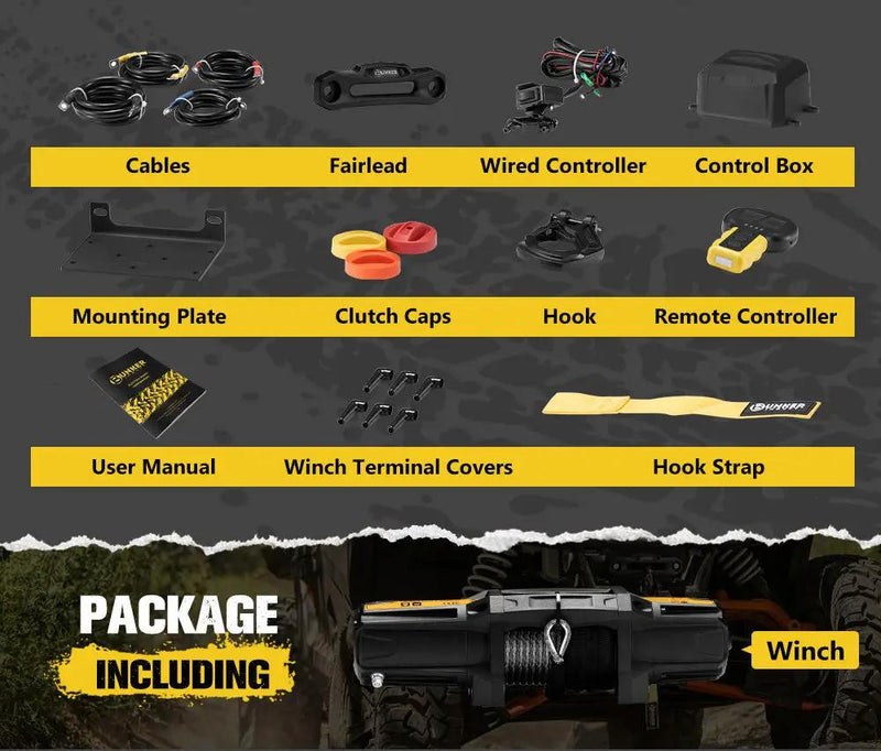 Bunker Indust 6000LBS/2722KGS Electric Winch 12V Synthetic Rope Wireless UTV ATV by Kiwi Offroad
