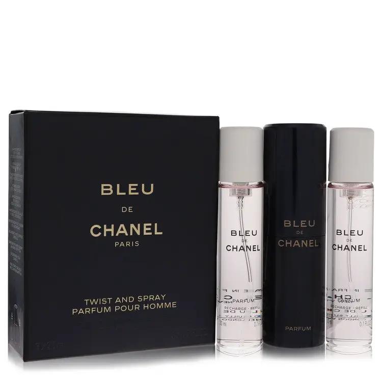 Bleu De Chanel Mini Eau De Parfum Spray + 2 Refills by Chanel 3 x 21 ml by Brands HD