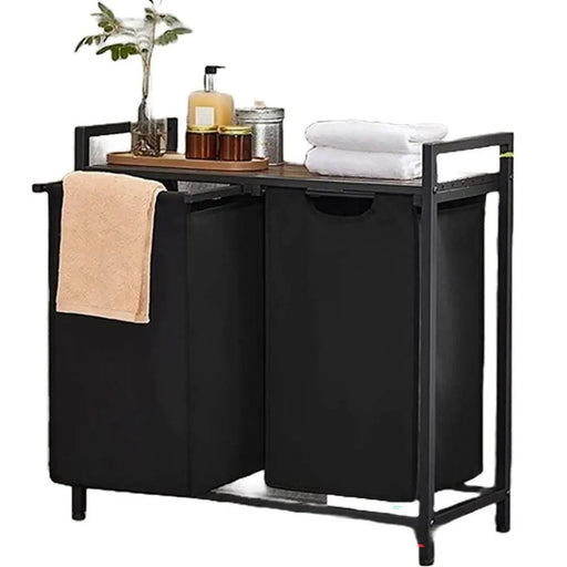 The Shopsite HOME-LIVING VASAGLE Laundry Basket Rack with Shelf VASAGLE Laundry Basket Rack with Shelf