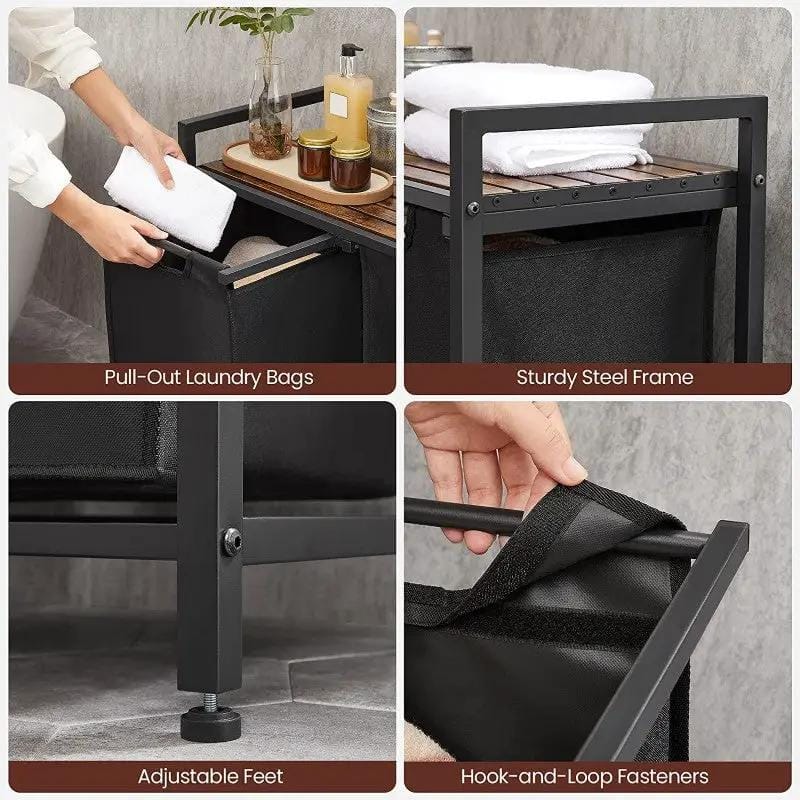 VASAGLE Laundry Basket Rack with Shelf by The Shopsite