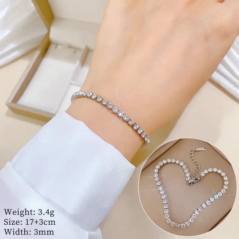 Silver Crystal Tennis Bracelet by Poppy Gifts