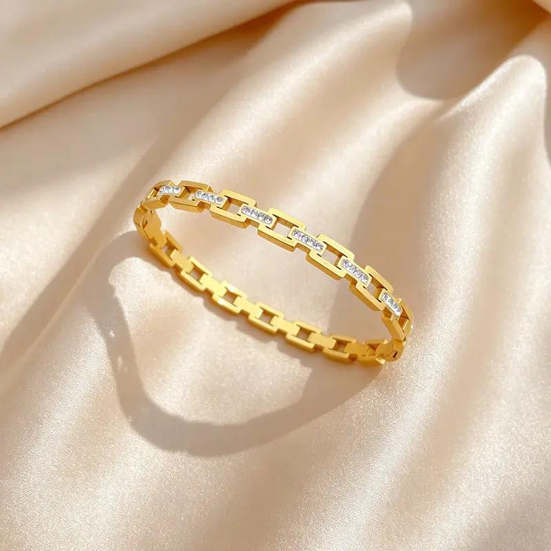 Gold Crystal Link Bracelet Bangle by Poppy Gifts