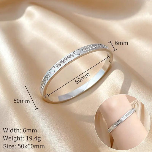 Poppy Gifts Jewellery Silver Heart Crystal Bangle Bracelet Silver Heart Crystal Bangle Bracelet