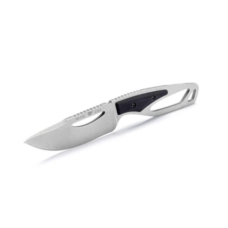 Buck 631 Paklite Field Knife Select Black showcased from a side angle, highlighting its sleek design and razor-sharp blade.
