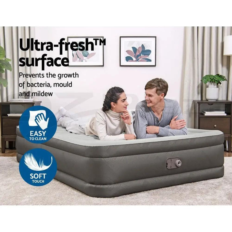 SportZone.co.nz Outdoor Recreation > Camping > Inflatable Mattresses Bestway Queen Air Mattress with Built-in Pump Fortech Inflatable Bed 46cm Bestway Queen Air Mattress with Built-in Pump Fortech Inflatable Bed 46cm