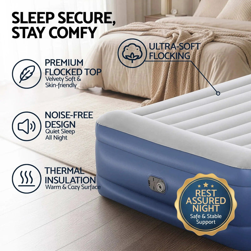 SportZone.co.nz Outdoor Recreation > Camping > Inflatable Mattresses Bestway Queen Air Mattress with Built-in Pump Tritech Inflatable Bed 56cm Bestway Queen Air Mattress with Built-in Pump Tritech Inflatable Bed 56cm