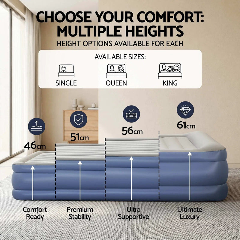 SportZone.co.nz Outdoor Recreation > Camping > Inflatable Mattresses Bestway Queen Air Mattress with Built-in Pump Tritech Inflatable Bed 56cm Bestway Queen Air Mattress with Built-in Pump Tritech Inflatable Bed 56cm