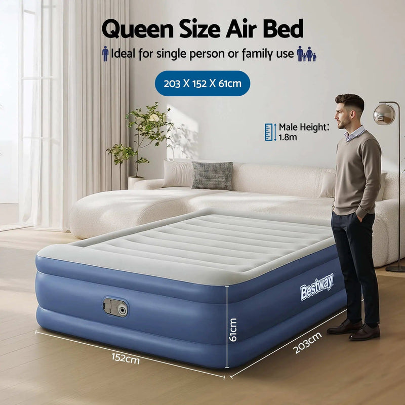 SportZone.co.nz Home & Garden > Inflatable Mattress Bestway Queen Air Mattress with Built-in Pump Tritech Inflatable Bed 61cm Bestway Queen Air Mattress with Built-in Pump Tritech Inflatable Bed 61cm