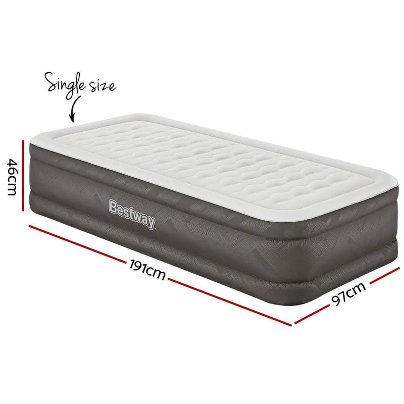 SportZone.co.nz Outdoor > Camping Bestway Single Air Mattress with Built-in Pump Fortech Inflatable Bed 46cm Bestway Single Air Mattress with Built-in Pump Fortech Inflatable Bed 46cm