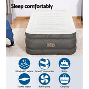 SportZone.co.nz Outdoor > Camping Bestway Single Air Mattress with Built-in Pump Fortech Inflatable Bed 46cm Bestway Single Air Mattress with Built-in Pump Fortech Inflatable Bed 46cm