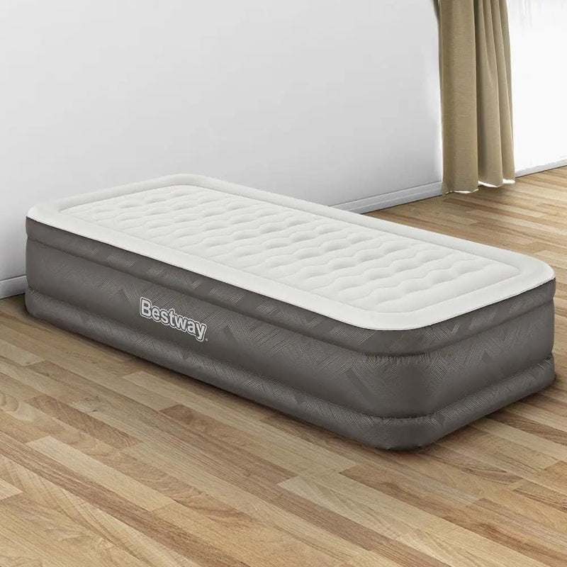 SportZone.co.nz Outdoor > Camping Bestway Single Air Mattress with Built-in Pump Fortech Inflatable Bed 46cm Bestway Single Air Mattress with Built-in Pump Fortech Inflatable Bed 46cm
