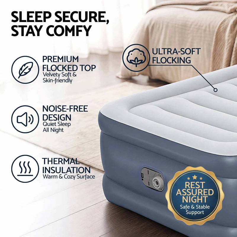 SportZone.co.nz Home & Garden > Inflatable Mattress Bestway Single Air Mattress with Built-in Pump Tritech Inflatable Bed 51cm Bestway Single Air Mattress with Built-in Pump Tritech Inflatable Bed 51cm