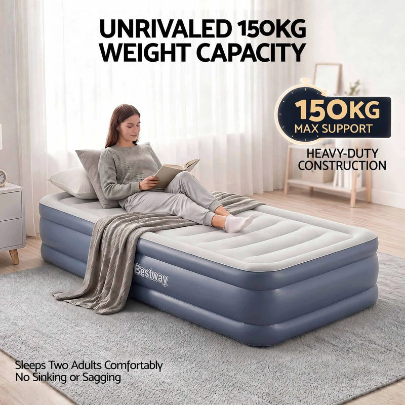 SportZone.co.nz Home & Garden > Inflatable Mattress Bestway Single Air Mattress with Built-in Pump Tritech Inflatable Bed 51cm Bestway Single Air Mattress with Built-in Pump Tritech Inflatable Bed 51cm