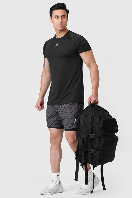 2 in 1 Printed Compression Shorts Graphite by Fuaark Nz