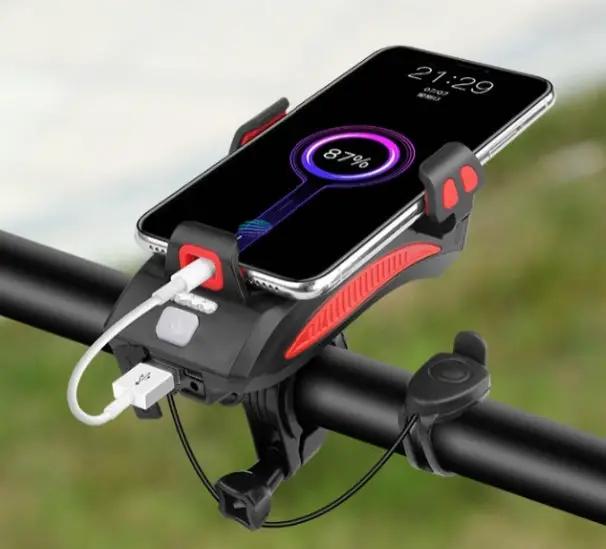g8buynz Rechargeable Bike Lights and Horn Phone Holder USB Charging Port Rechargeable Bike Lights and Horn Phone Holder USB Charging Port