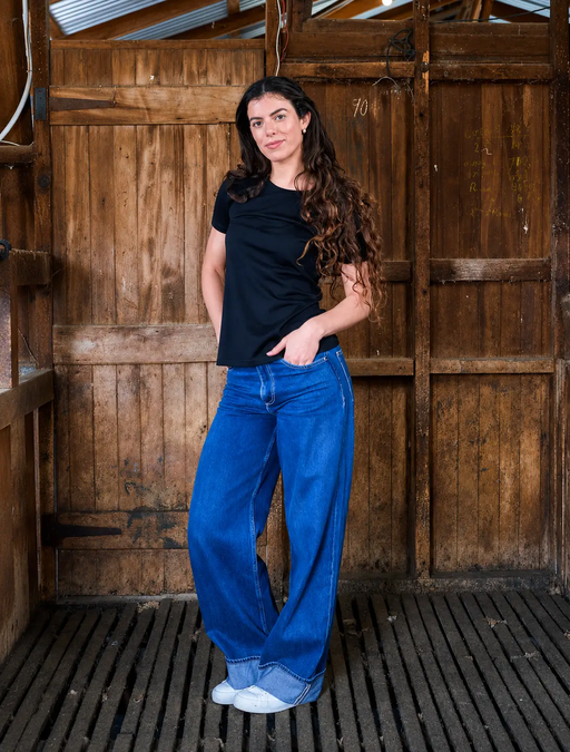 Women's Crew T-Shirt - 100% Merino Wool, Black by Merino 365 NZ