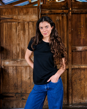 Women's Crew T-Shirt - 100% Merino Wool, Black by Merino 365 NZ