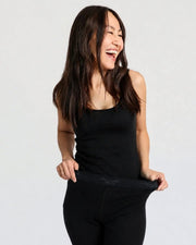 Merino 365 NZ Women's Singlets Women's Scoop Neck Tank Top - 100% Merino Wool, Black Merino Wool Womens Scoop Neck Tank Top Black Breathable