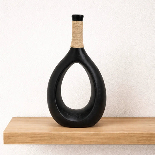 Nest & Stem Homewares Ceramic Vase Frankly Cotton Black Teardrop Sculptural Vase Frankly Cotton Black Teardrop Sculptural Vase