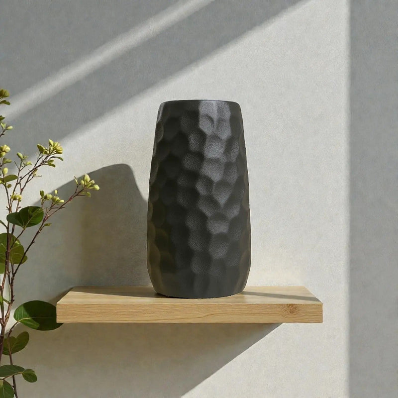 Frankly Cotton Ceramic Tall Hammered Vase by Nest & Stem Homewares