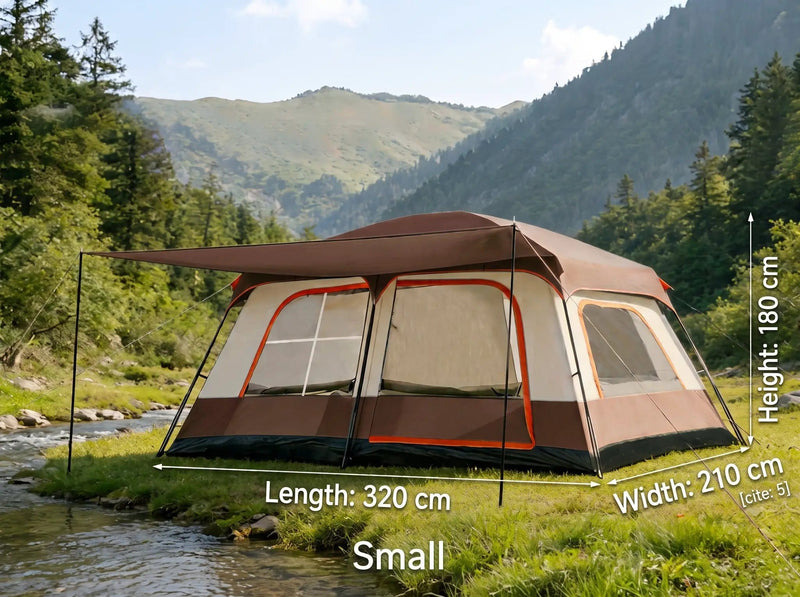 ECOTREK Tent ECOTREK Family Cabin Camping Tent With Sunshade Awning QLY7133 ECOTREK Family Cabin Tent With Sunshade Awning QLY7133