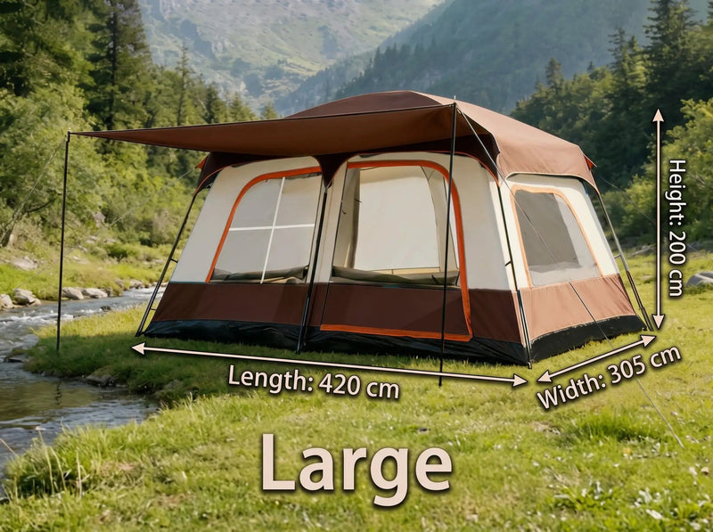 ECOTREK Tent ECOTREK Family Cabin Camping Tent With Sunshade Awning QLY7133 ECOTREK Family Cabin Tent With Sunshade Awning QLY7133
