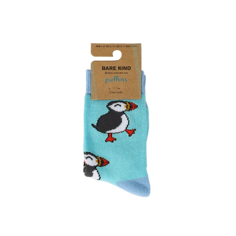Save the Puffin Bamboo Socks for Kids by Barekind NZ