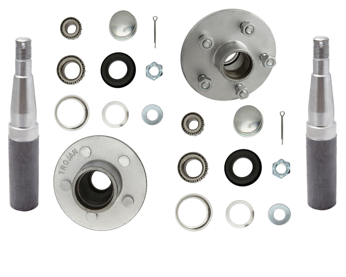 Trojan 1500kg Non-Braked Hub & Stub Kit components showing parts for installation and durability.