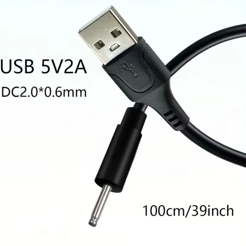 Barrel Jack Power Cable - 2mm x 0.6mm charger (Black) 1m by 9eight5