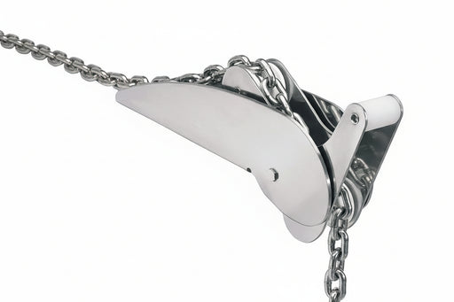 Metallic shark tooth pendant with 'Absolute Marine' branding on a white background