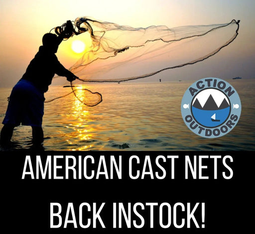 Action Fishing Nets Cast Net American Style 10FT Radius 1 inch White Cast Net USA Style Cast Net 10ft NZ — 1 Inch Mesh Clear Mono | MPI Legal | $175