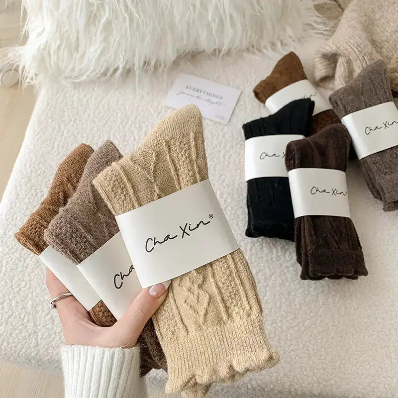 Thick Diamond-Shaped Wool Mid-Thigh Socks for Fall/Winter - Warm Cozy Leg Warmers by Mead's Supply & Equipment Outfitters limited