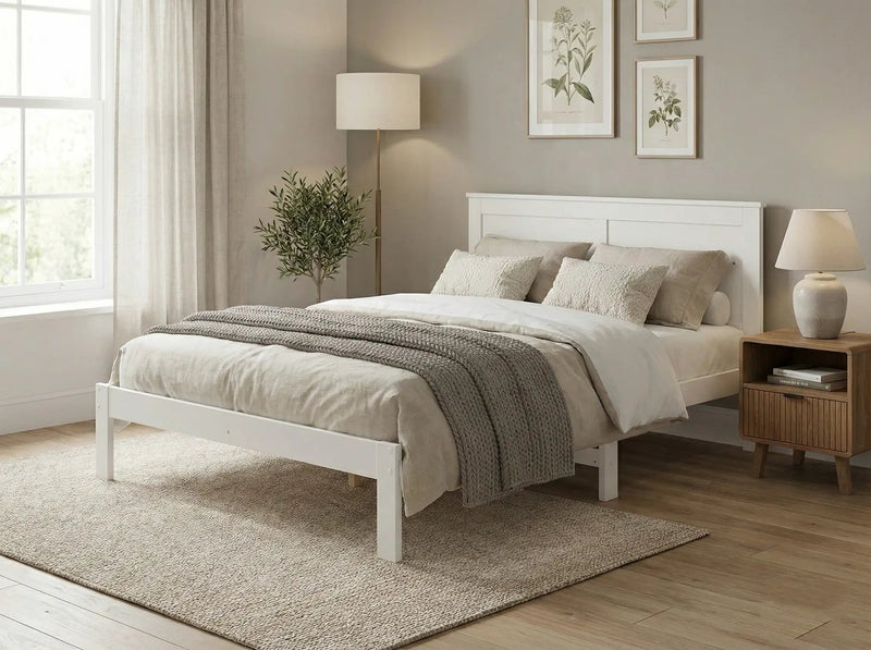 'Metro' Solid Pine Bed Frame White Queen by sue-e furniture
