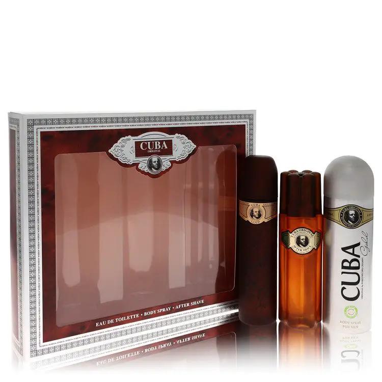 Cuba Gold Gift Set - 3.3 oz Eau De Toilette Spray + 3.3 oz After Shave Spray + 6.7 oz Body Deodorant Spray by Fragluxe -- by Brands HD