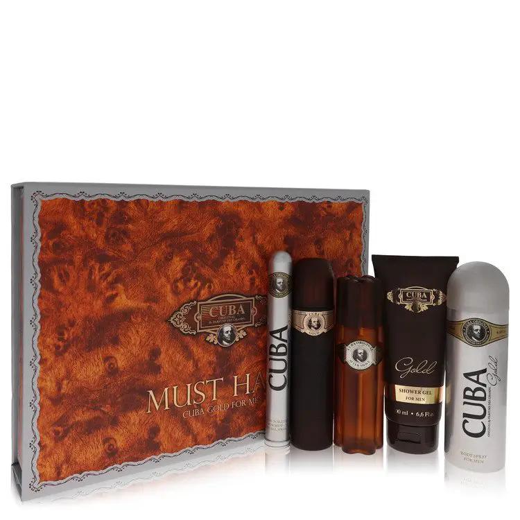 Cuba Gold Gift Set - 3.3 oz Eau De Toilette Spray + 3.3 oz After Shave Spray + 6.7 oz Body Deodorant Spray + 6 by Fragluxe -- by Brands HD