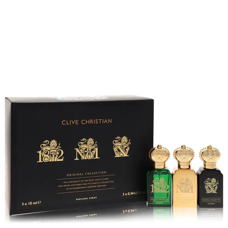 Clive Christian X Gift Set - Travel Set Includes Clive Christian 1872 Feminine, Clive Christian No 1 Feminine, Clive Christian X Feminine all in .34 oz Pure Perfume Sprays by Clive Christian -- by Brands HD