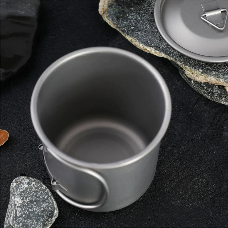 Titanium Folding Cup for Camping - Collapsible Travel Mug with Lid | Ultralight Outdoor Drinkware by Mead's Supply & Equipment Outfitters limited