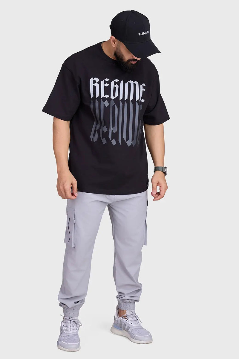 Regime Oversized T-shirts Black by Fuaark Nz