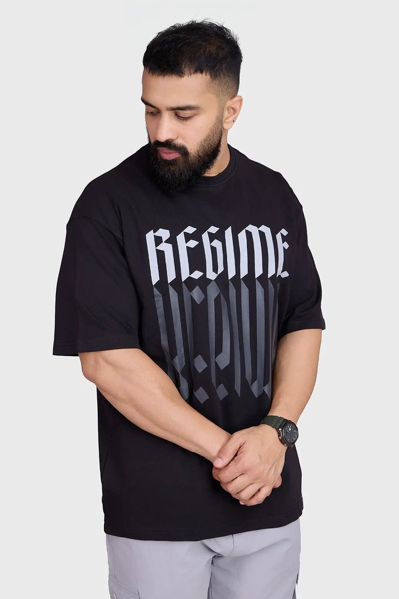Regime Oversized T-shirts Black by Fuaark Nz