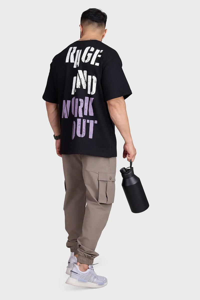 Unisex Rage Oversized T-shirts Black by Fuaark Nz