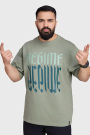 Unisex Regime Oversized T-shirts Sage Green by Fuaark Nz