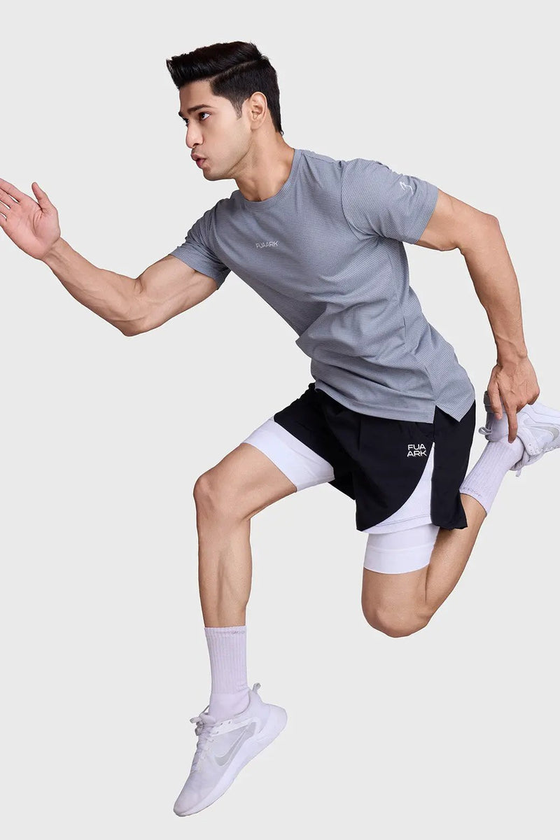 Checks Running T-shirt Ultimate Grey by Fuaark Nz
