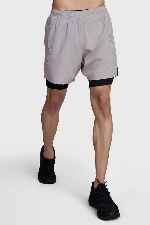 2 in 1 Laser Shorts Beige With Black by Fuaark Nz