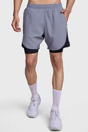 2 in 1 Mesh Shorts Foggy Grey With Black by Fuaark Nz
