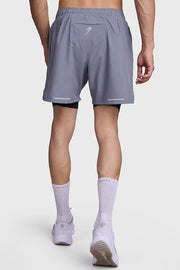 2 in 1 Mesh Shorts Foggy Grey With Black by Fuaark Nz