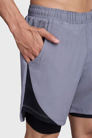 2 in 1 Mesh Shorts Foggy Grey With Black by Fuaark Nz